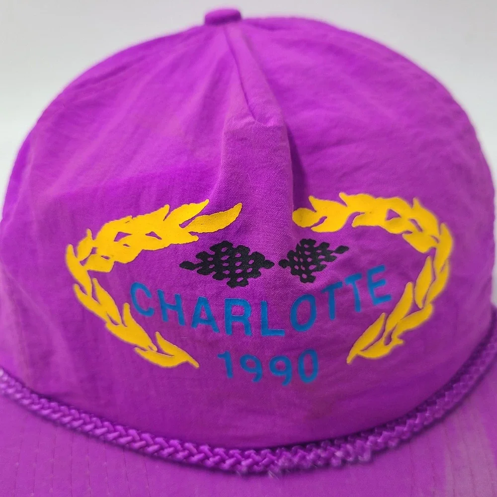 Vintage Charlotte‎ Motor Speedway Hat Adjustable Purple Rope 1990 Racing 90s Men